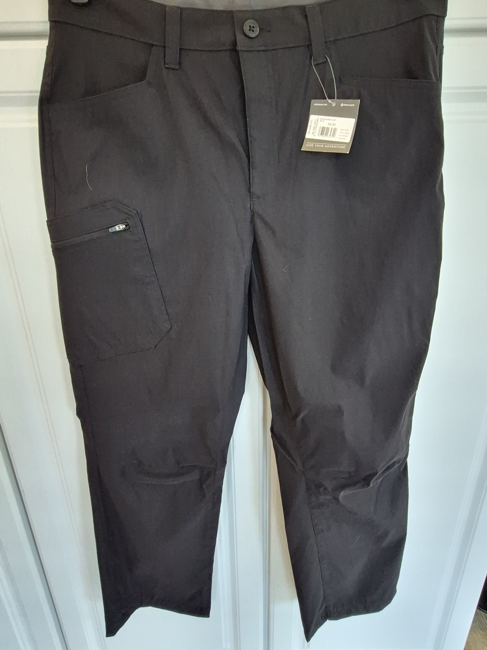 NWT Eddie Bauer Men's Black Ranier Tech Nylon Cargo Pants 34 × 30